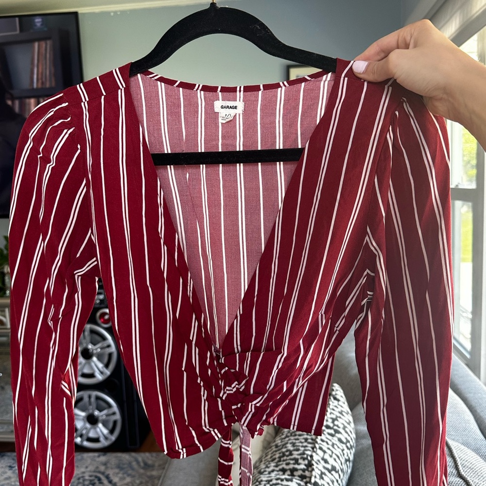 Garage stripped long sleeve top